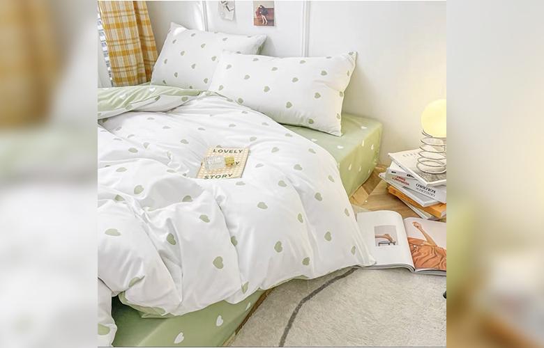 ผ้าปูที่นอนสีเขียว ชุดผ้าปูเตียง ผ้านวมน่ารัก