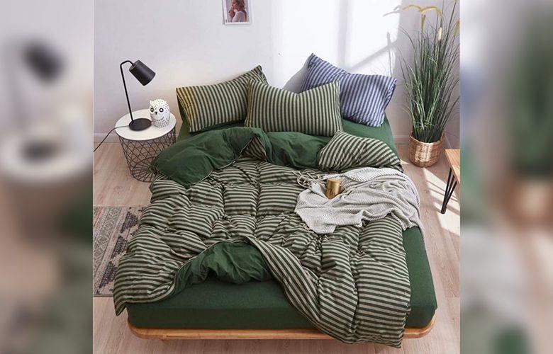 ผ้าปูที่นอนโทนเขียว ผ้าปูเตียง ผ้านวม ชุดผ้าปูเตียง สีเขียว