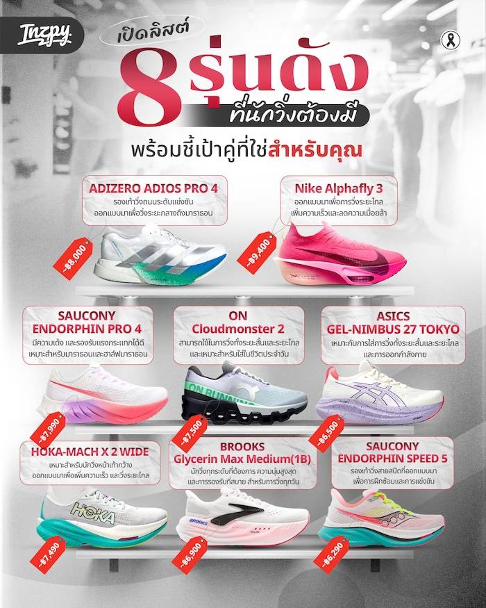 8 รองเท้าวิ่ง ตัวดัง สายวิ่งต้องมี - เลือกคู่ที่ใช่สำหรับคุณ