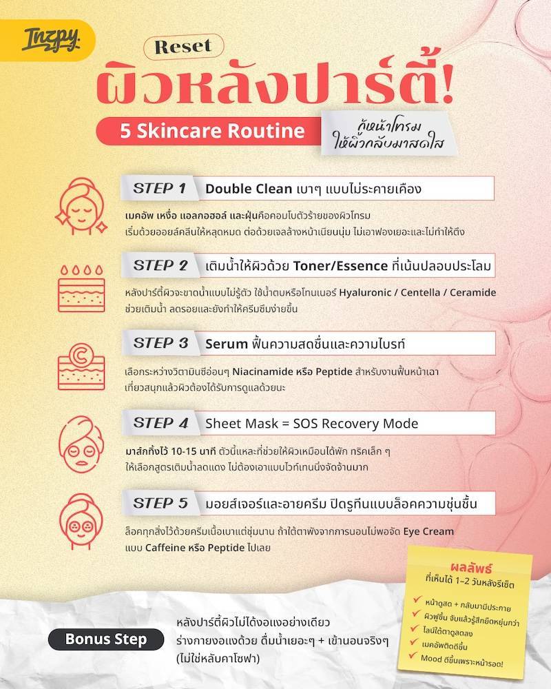 ดูแลผิวหลังปาร์ตี้