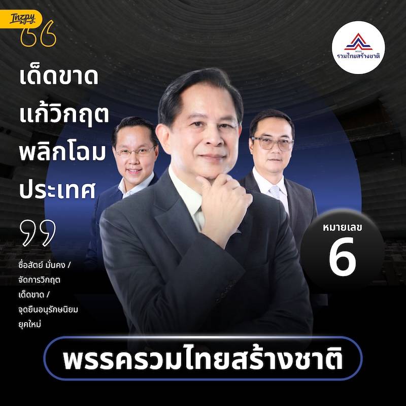 แคนดิเดตนายกพรรครวมไทยสร้างชาติ หมายเลข 6 พีระพันธุ์ สาลีรัฐวิภาค