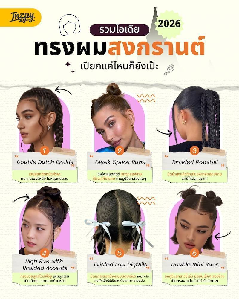 รวมไอเดียทรงผมสงกรานต์ 2026 เปียกแค่ไหนก็ยังเป๊ะ สงกรานต์นี้ต้องรอด!