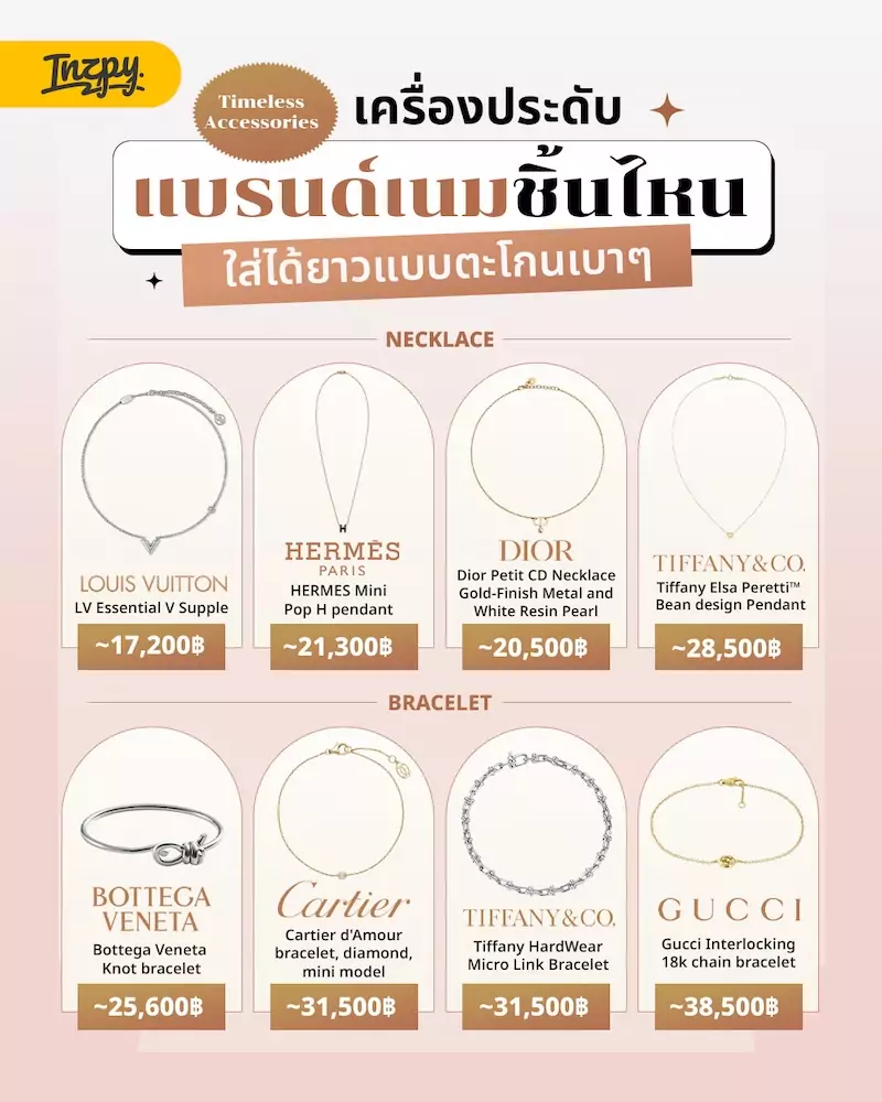 Timeless Accessories, เครื่องประดับแบรนด์เนม, Necklace, Bracelet, Louis Vuitton, Hermès, Dior, Tiffany & Co., Bottega Veneta, Cartier, Gucci