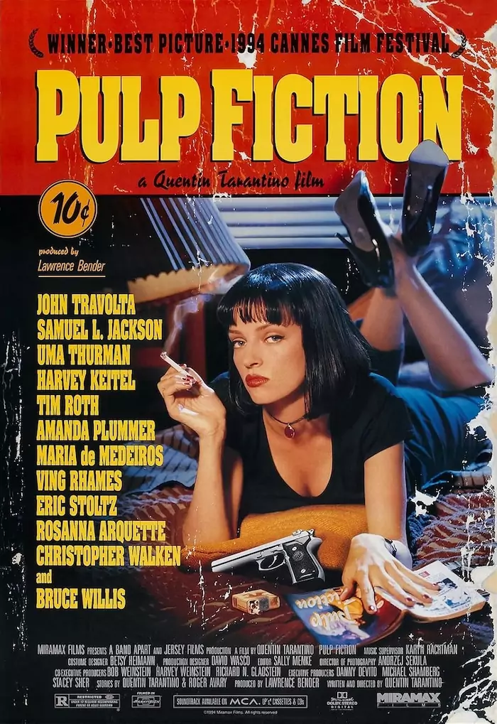 Pulp Fiction IMDb Rating: 8.9 เรื่องราวหลายเส้นของคนในโลกอาชญากรรมลอสแอนเจลิส ที่เชื่อมโยงกันผ่านเหตุการณ์แปลกๆ บทสนทนาจัดจ้าน และคาแรกเตอร์จำง่าย 
